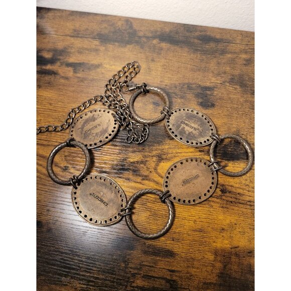 Chico's Leopard Concho Chain Belt Animal Adjustable Medallion Link Calf Hair OS - Picture 10 of 11